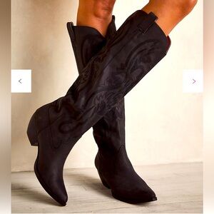 Jeffrey Campbell Finn Tall Western Boot in Washed Black